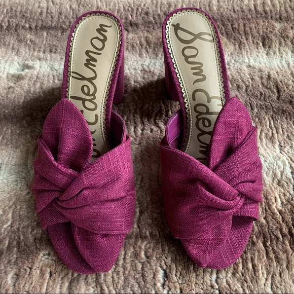 Sam Edelman Shoes - Sam Edelman Fuchsia Knotted Open-Toe Block Heel Sandals